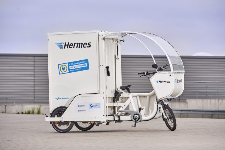 Hermes E-Cargobike Rytle Movr will be used to deliver parcels within Berlin's Prenzlauer Berg district from June 2018 on. (Photo: Hermes)cargobike bicycle komodo