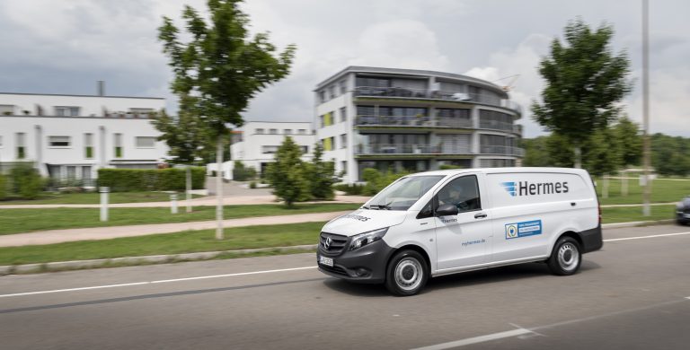 Mercedes-Benz eVito operated by Hermes (Photo: Mercedes-Benz Vans)emobility e-mobility electric transporter delivery van zero emission